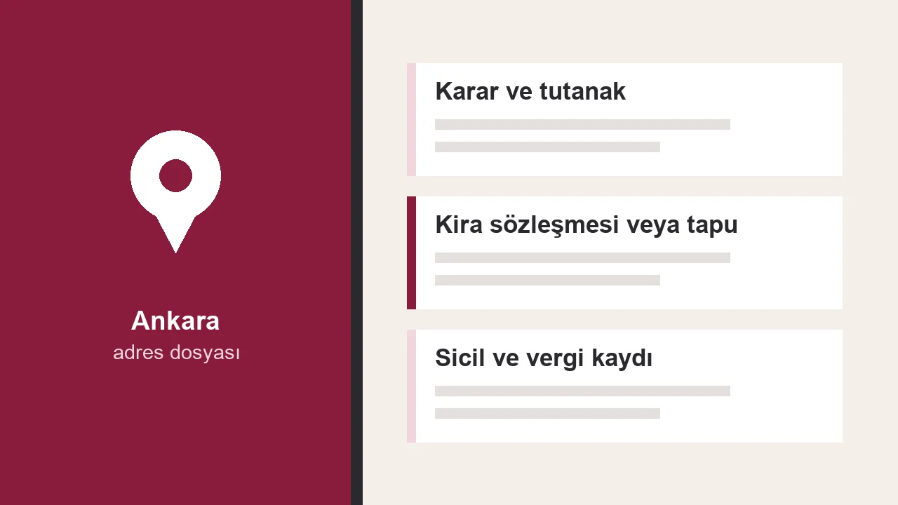 Ankara’da şirket adresi değişikliği için hazırlanan karar ve başvuru evrakı