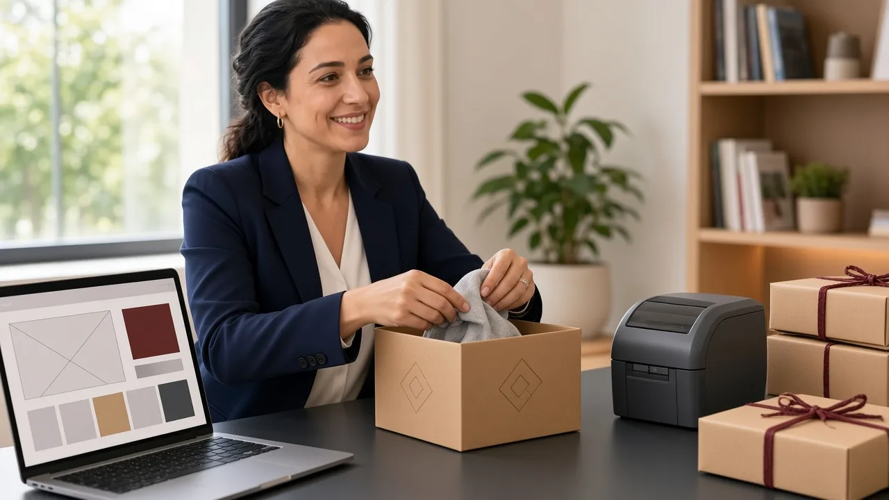 E-commerce founder packing orders