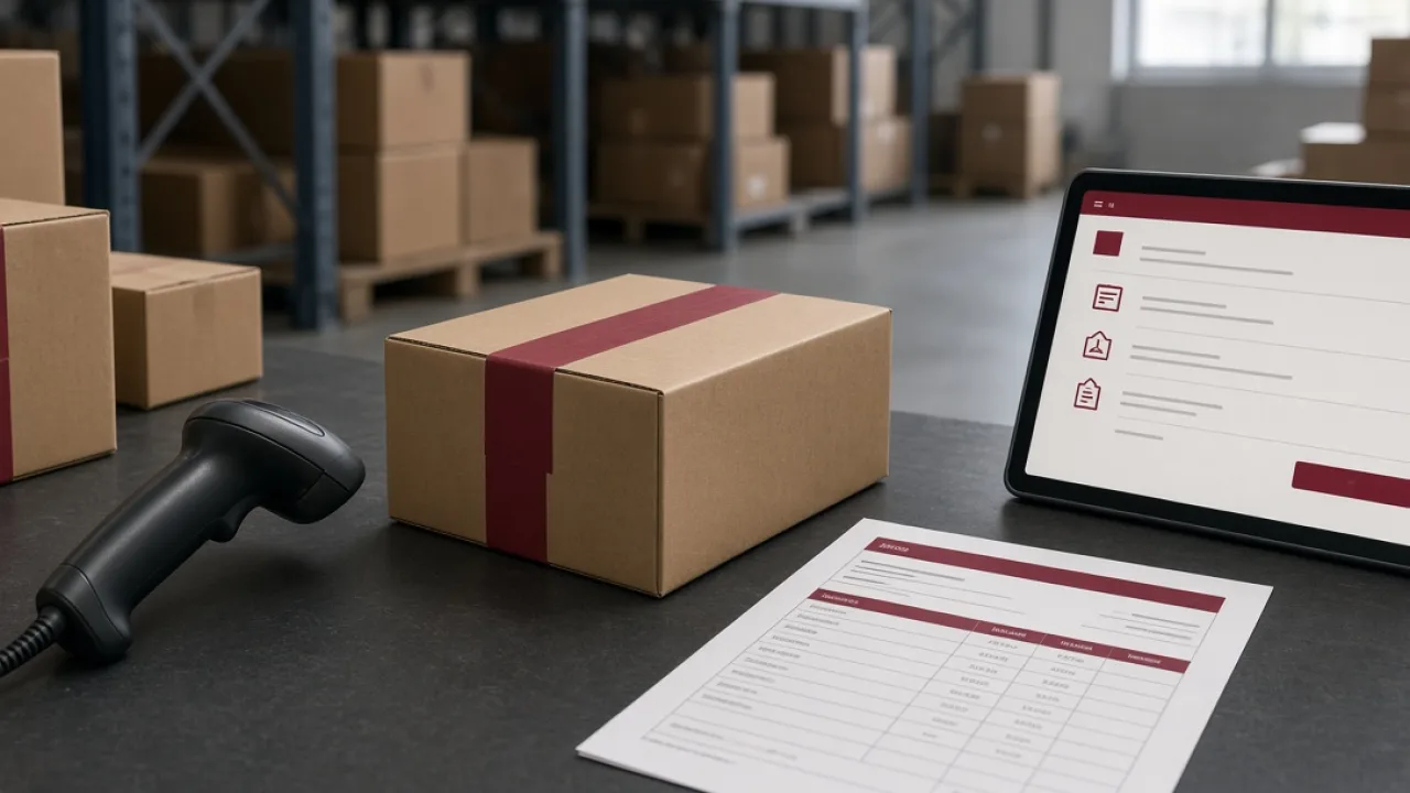 Card showing an e-dispatch note beside a separate invoice for a parcel leaving the warehouse