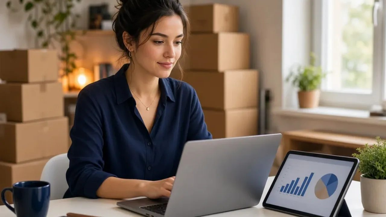 E-commerce entrepreneur managing online sales channels and orders